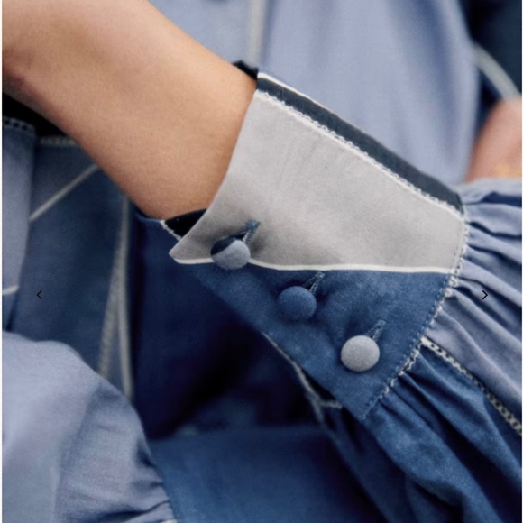 Sezane Lealys patchwork blue blouse. - Picture 6 of 6